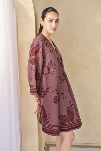 Rhubarb Hand-embroidered Kantha Linen Dress - Pink, Pink, image 6